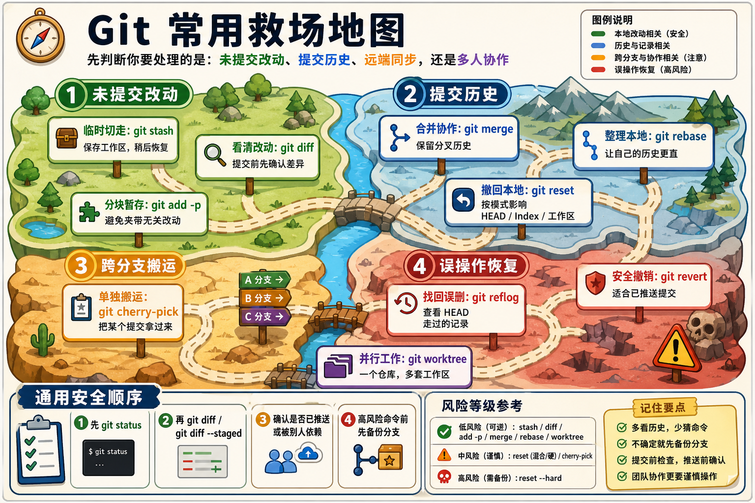 Git 常用救场地图信息图