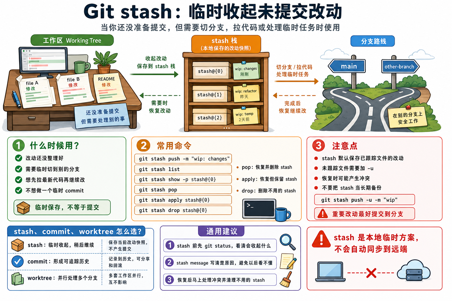 Git stash 信息图